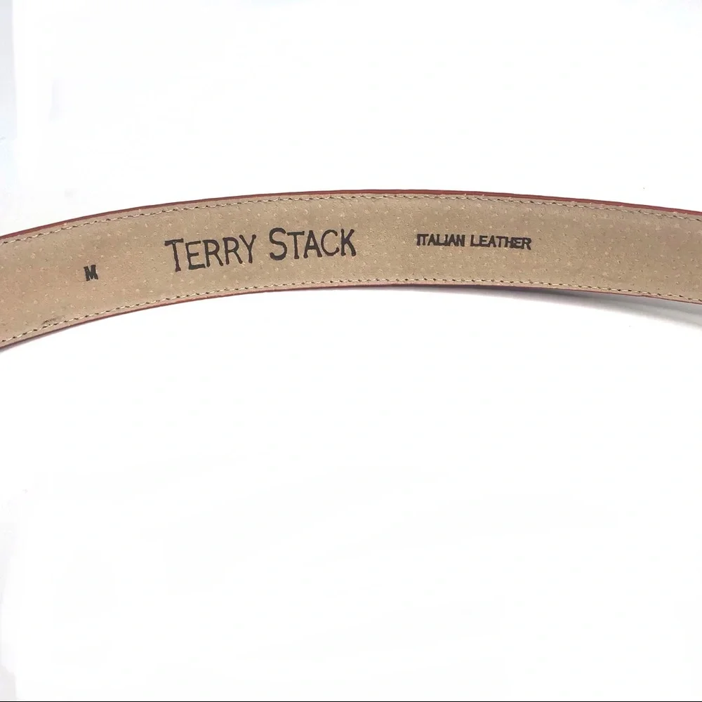 - Terry Stack Women Lg Italian Tan Croc Leather Belt